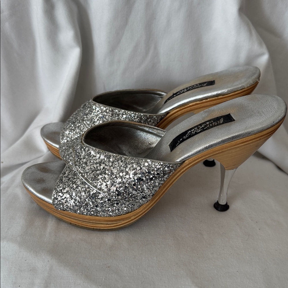BETSEY JOHNSON Silver Glitter Women's HEELS - Picture 4 of 6